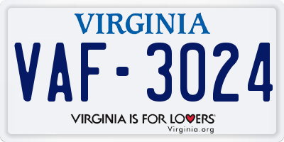 VA license plate VAF3024