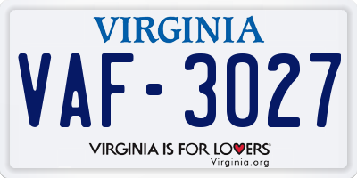 VA license plate VAF3027
