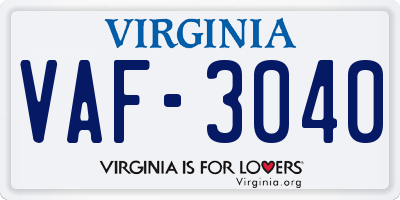 VA license plate VAF3040