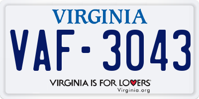 VA license plate VAF3043