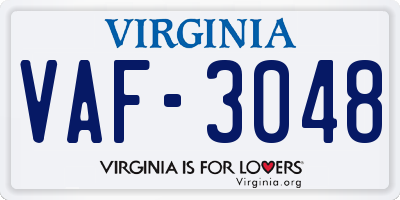 VA license plate VAF3048