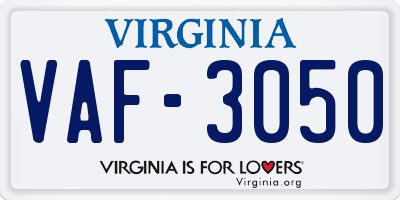 VA license plate VAF3050