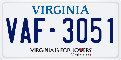 VA license plate VAF3051