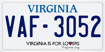 VA license plate VAF3052
