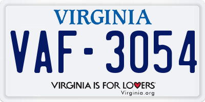 VA license plate VAF3054