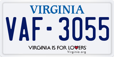 VA license plate VAF3055