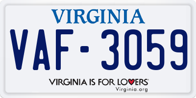 VA license plate VAF3059
