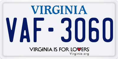 VA license plate VAF3060