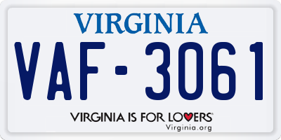 VA license plate VAF3061