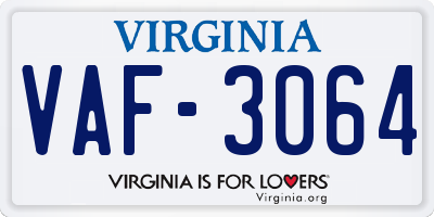 VA license plate VAF3064