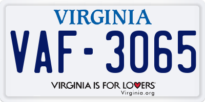 VA license plate VAF3065