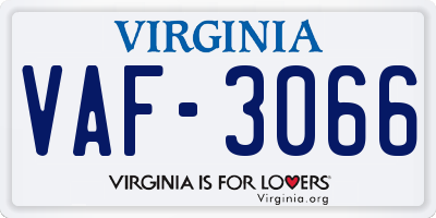 VA license plate VAF3066