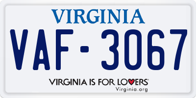 VA license plate VAF3067