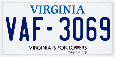 VA license plate VAF3069