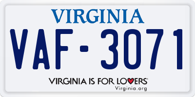 VA license plate VAF3071