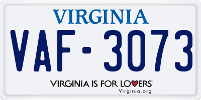 VA license plate VAF3073