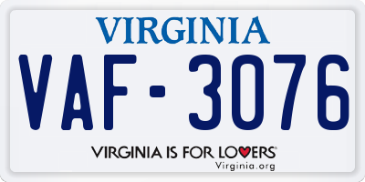 VA license plate VAF3076