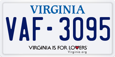 VA license plate VAF3095
