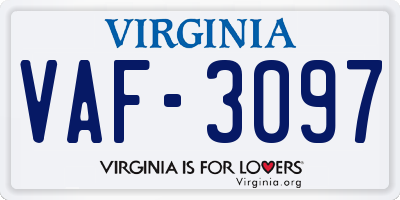 VA license plate VAF3097