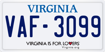 VA license plate VAF3099