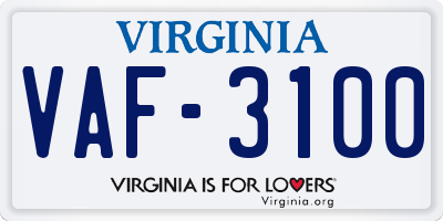 VA license plate VAF3100