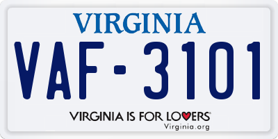VA license plate VAF3101