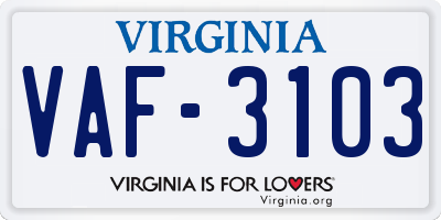 VA license plate VAF3103
