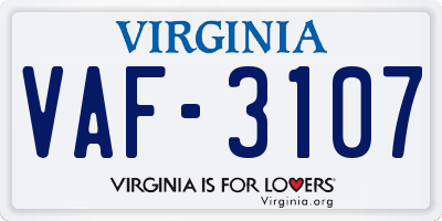 VA license plate VAF3107