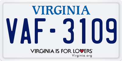 VA license plate VAF3109