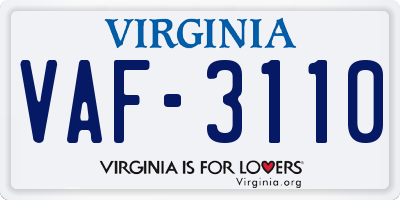 VA license plate VAF3110
