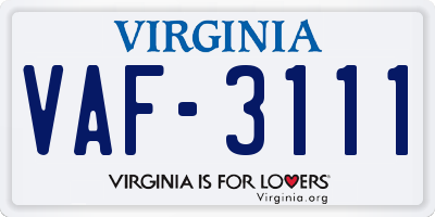 VA license plate VAF3111