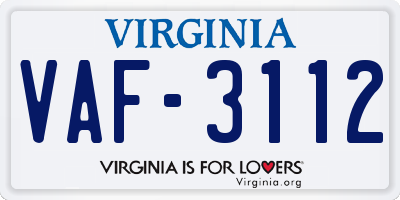 VA license plate VAF3112