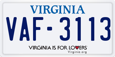 VA license plate VAF3113