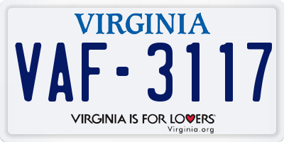 VA license plate VAF3117