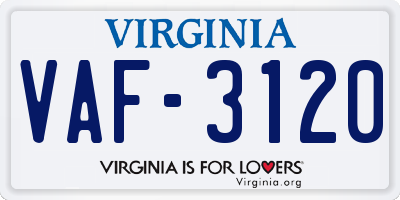 VA license plate VAF3120