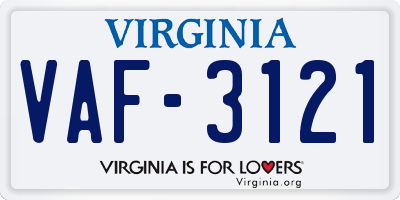 VA license plate VAF3121