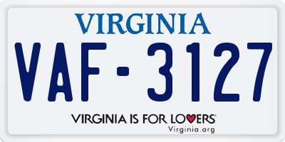 VA license plate VAF3127