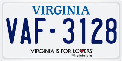 VA license plate VAF3128