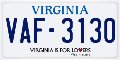 VA license plate VAF3130