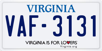 VA license plate VAF3131