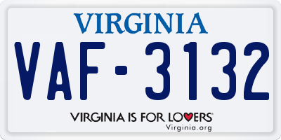 VA license plate VAF3132