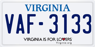 VA license plate VAF3133