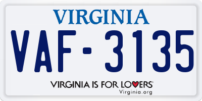 VA license plate VAF3135