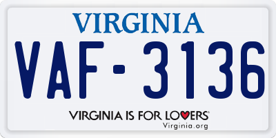 VA license plate VAF3136