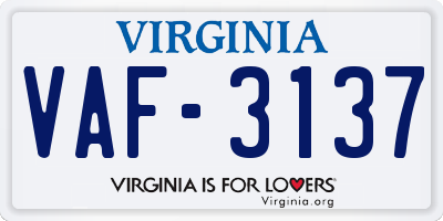 VA license plate VAF3137