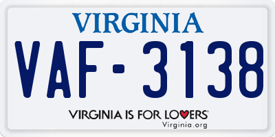 VA license plate VAF3138