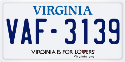 VA license plate VAF3139