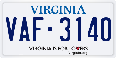 VA license plate VAF3140