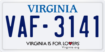 VA license plate VAF3141