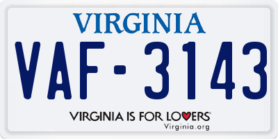 VA license plate VAF3143